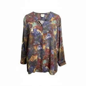 Vintage  Relance Loose Fitting, Long Sleeve, Button Up Shirt, Fall Colours